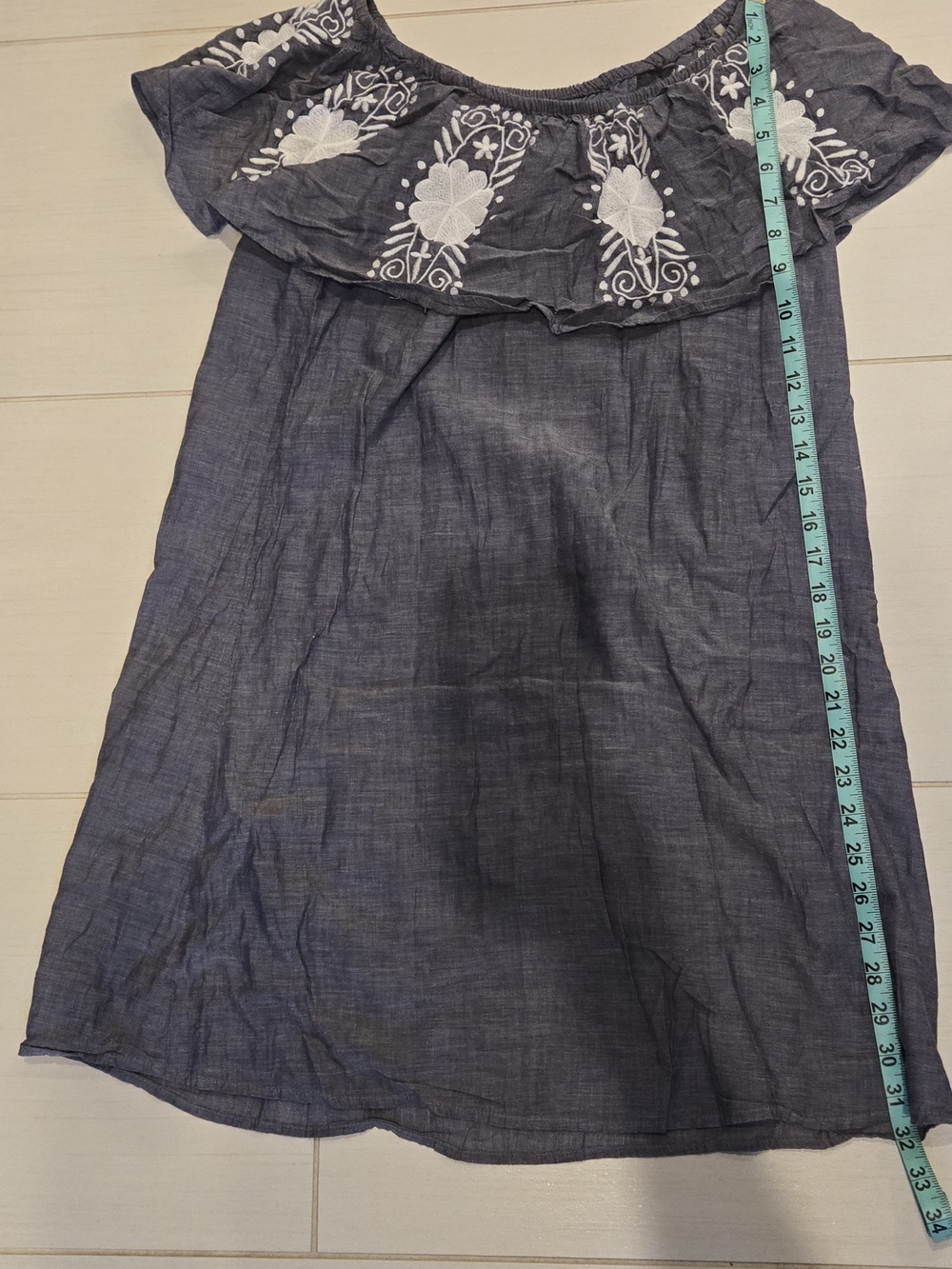 Off-Shoulder Embroidered Mini Dress - Picture 2 of 3